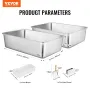 Cat Litter Box, 6 inches Deep, XL Extra Large Stainless Steel Cat Litter Box with Scoop, Wide Filtering Foot Board & High Sides,