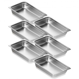 6 Pack Full Size Hotel Pans Steam Table Pan Stainless Steel 4" Deep