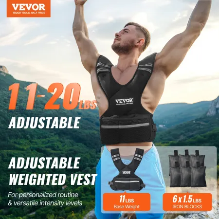11-20lb Justerbar vægtet vest til mænd Kvinder styrketræning