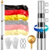 25FT Telescopic Flagpole Kit Heavy Duty Aluminum Flag Pole German Silver