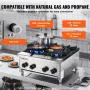 Commercial Gas Stove with 4 Burners, Propane and Natural Gas Countertop Cooking Stove Range, Stainless Steel Gas Hot Plate, Comm