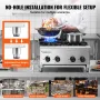 Commercial Gas Stove with 4 Burners, Propane and Natural Gas Countertop Cooking Stove Range, Stainless Steel Gas Hot Plate, Comm