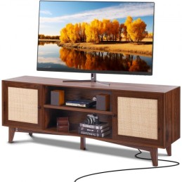 Rattan-TV-StÃ¤nder 191cm Fernseher Boho-TV-Schrank Fernsehschrank Walnuss