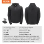 Opvarmet hættetrøje sweatshirt lynlås unisex med batteri til