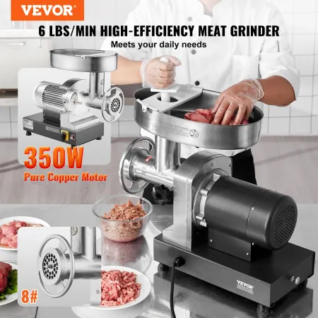 Meat Grinder, 6 Lbs/Min Capacity Electric Meat Grinders with Blade, Grinding Plate, Sausage Maker, Stainless Steel Commercial Me