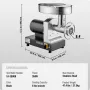Meat Grinder, 6 Lbs/Min Capacity Electric Meat Grinders with Blade, Grinding Plate, Sausage Maker, Stainless Steel Commercial Me