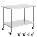 Arbejdsbord i rustfrit stål Kammerciel prep Tabel 30x48 tommer med 4 hjul