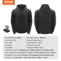 Heated Hoodie Sweatshirt Unisex with Battery for Men & Women XXXL Black