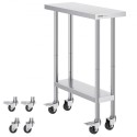 Stainless Steel Work Table Commercial Prep Table 30x12 Inch With 4 Casters