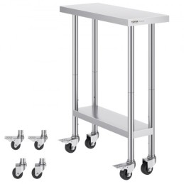 Stainless Steel Work Table Commercial Prep Table 30x12 Inch With 4 Casters