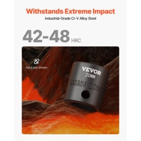 Impact Socket Set 1/2 inches 26 stykker Impact Sockets, Shallow Socket, 6-Point Sockets, Rugged Construction, CR-V, 1/2 inches