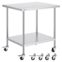 Stainless Steel Work Table Commercial Prep Table 30x36 Inch With 4 Casters
