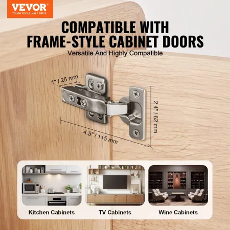 Cabinet Hinges, 50 Packs Full Overlay Kitchen Cabinet Door Hinges, 100 Degree Opening Angel Soft Close Concealed Cupboard Hinges