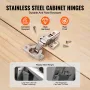 Cabinet Hinges, 50 Packs Full Overlay Kitchen Cabinet Door Hinges, 100 Degree Opening Angel Soft Close Concealed Cupboard Hinges