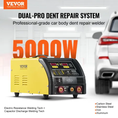Dual Pro Stud Welder Deluxe AL/Fe Dent Repair Kit, Professional 5KW Welder with Auto/Manual Welding and 10 Modes, Spot Welding D