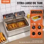 Commercial Deep Fryer, Electric Turkey Fryer with 3 Removable Baskets, Large Capacity 18Qt / 17L Stainless Steel Countertop Sing