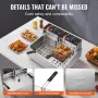 Commercial Deep Fryer, Electric Turkey Fryer with 3 Removable Baskets, Large Capacity 18Qt / 17L Stainless Steel Countertop Sing