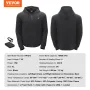 Heated Hoodie, Unisex Heated Sweatshirt with Battery Pack 7.4V, Zip Up Electric Jacket with 5 Heating Zones for Men & Women, Lig