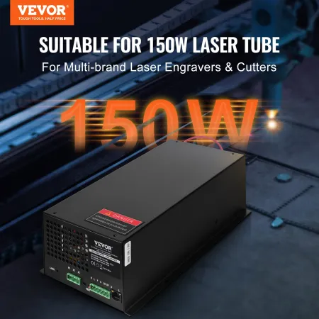CO2 Laser Power Supply, 150W, Power Supply for 150W Laser Tube, Constant Current Protection, Open Circuit Protection, Fast Heat 
