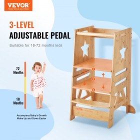 Tower Step Stool for Toddler Kids 3-Level Height Adjustable 350LBS Loading