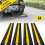 4 Pack of 1-Channel Rubber Cable Protector Ramps 102x15.5x3 cm Heavy Duty 8164.7 kg Load Capacity Cable Wire Cord Cover Ramp Spe