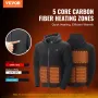 Heated Hoodie, Unisex Heated Sweatshirt with Battery Pack 7.4V, Zip Up Electric Jacket with 5 Heating Zones for Men & Women, Lig
