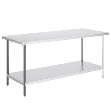 Stainless Steel Work Prep Table Commercial Worktable Food Prep 30x72x34in