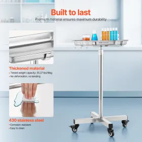 Mobile Mayo Stand Rustfrit stål Mayo-bakke 25.2 "-39.8" med