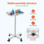Mayo Stand, Stainless Steel Mayo Tray, Load Capacity up to 35 lbs, Adjustable Height 25.2"-39.8", Medical Tray on Wheels with Re