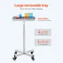 Mayo Stand, Stainless Steel Mayo Tray, Load Capacity up to 35 lbs, Adjustable Height 25.2"-39.8", Medical Tray on Wheels with Re