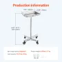 Mobile Mayo Stand Rustfrit stål Mayo-bakke 25.2 "-39.8" med