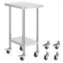 Stainless Steel Work Table Commercial Prep Table 24x18 Inch With 4 Casters