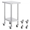 Stainless Steel Work Table Commercial Prep Table 24x18 Inch With 4 Casters