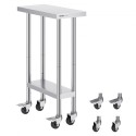 Stainless Steel Work Table Commercial Prep Table 24x12 Inch With 4 Casters