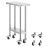 Stainless Steel Work Table Commercial Prep Table 24x12 Inch With 4 Casters