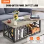 40" Farmhouse Coffee Table, Rectangle Coffee Table with Open Storage Compartment, Wooden Rustic Cocktail Table for Living Room, 