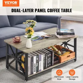40 "Farmhouse sofabord rektangel bord med åbent opbevaringsrum