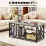 40" Farmhouse Coffee Table, Rectangle Coffee Table with Open Storage Compartment, Wooden Rustic Cocktail Table for Living Room, 