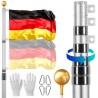 30FT Telescopic Flagpole Kit Heavy Duty Aluminum Flag Pole German Silver