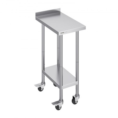 Stainless Steel Work Table Commercial Food Prep Table 24"x15" with Casters