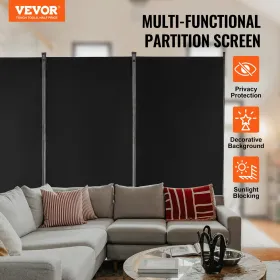 Room Divider 3 Panels Fabric Room Privacy Screen for Office Bedroom Black