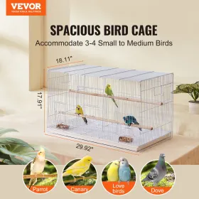 Bird Flight Cage 18 in Small Metal Parakeet Cage for Cockatiels White