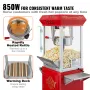 Popcorn Maker with Cart, 850W Popcorn Popper Machine, 8 Oz Kettle Makes 48 Cups per Batch, Popcorn Maker Equipped with Tempered 