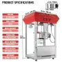 Popcorn Maker, 850W Popcorn Popper Machine, 8 Oz Kettle Makes 48 Cups per Batch, Countertop Popcorn Maker with Tempered Glass, I