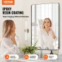 Wall Mounted Makeup Mirror, 0.15" Thick, 24" x 36" Mirror with Aluminium Alloy Frame & Explosion-Proof Film, Scratch-Resistant M