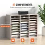 27 Compartments Wood Literature Organizer, Adjustable Shelves, Medium Density Fiberboard Mail Center, Office Home School Storage