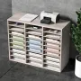 27 Compartments Wood Literature Organizer, Adjustable Shelves, Medium Density Fiberboard Mail Center, Office Home School Storage