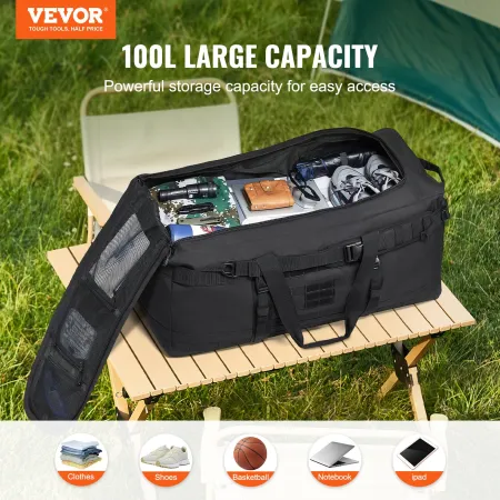 Taktisk duffle taske 100L gymnastiksal duffle med molle design