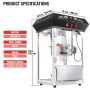 Popcorn Maker, 850W Popcorn Popper Machine, 8 Oz Kettle Makes 48 Cups per Batch, Countertop Popcorn Maker with Tempered Glass, I