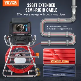 Sewer Camera 328 ft/100m Self-Leveling Drain Camera with 10.1" Touchscreen
